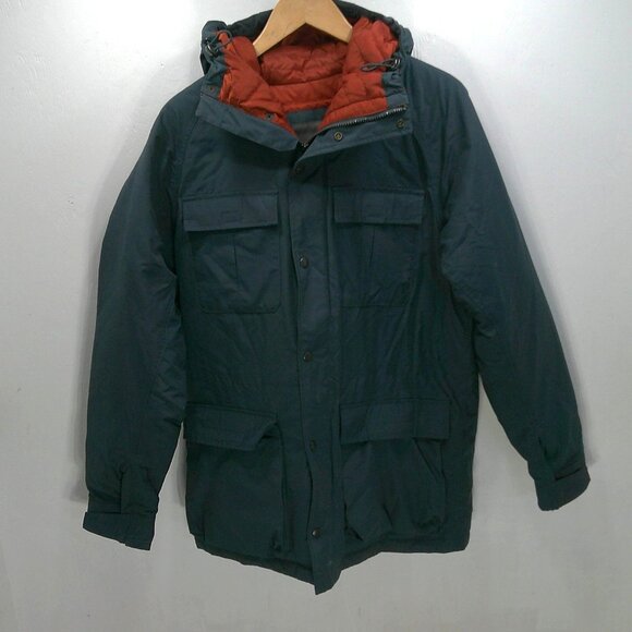 Eddie Bauer Preppy Classic Premium Goose Down Micro Therm Hooded Navy Jacket M - Picture 2 of 13